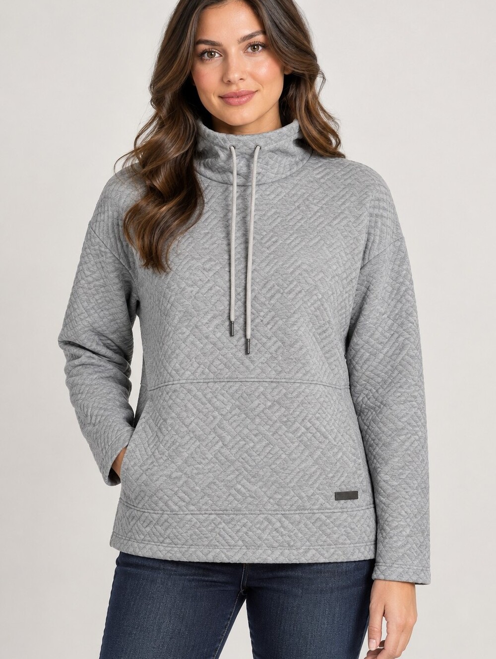 Nine West Men's Quilted Gray Turtleneck Pullover